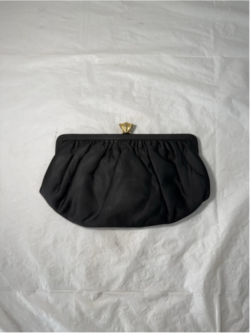 Vintage J R Julius Resnick Black Taffeta 2 Handle Evening Bag & Change Purse